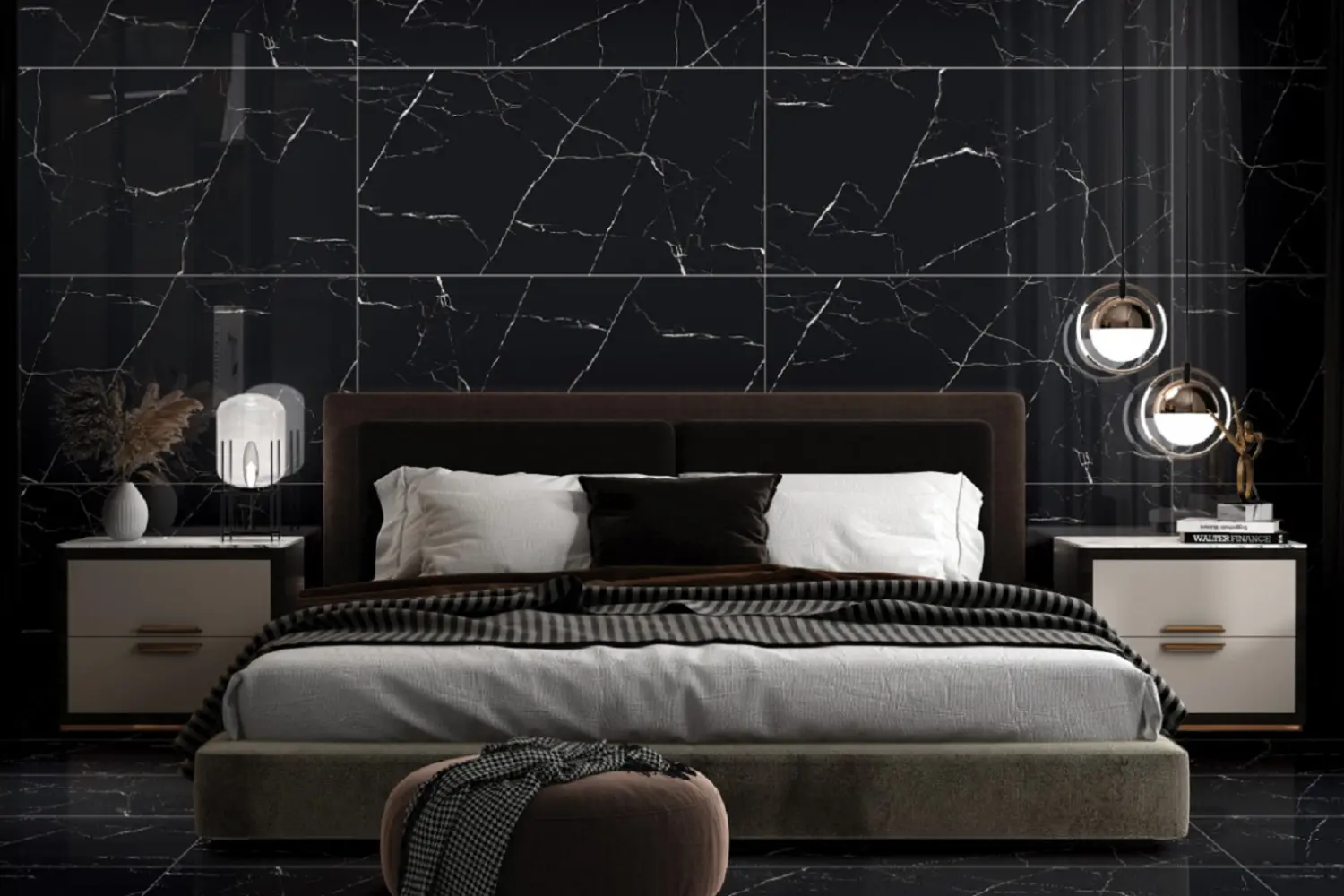 Ciemna i bardzo luksusową sypialnia od Egen